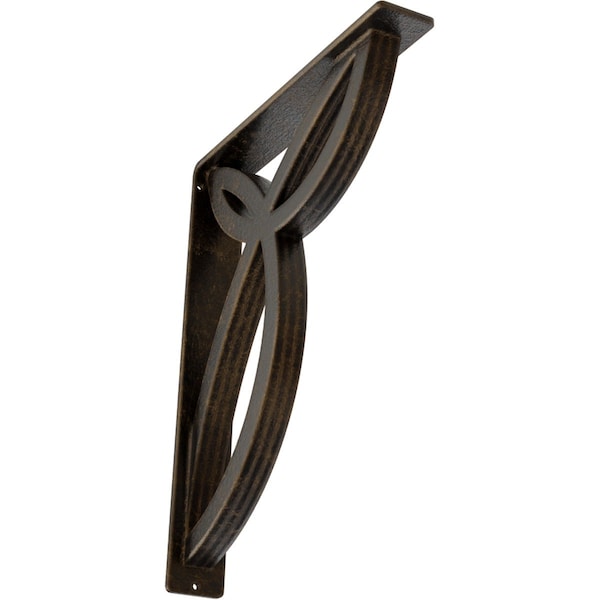 Ekena Millwork Versailles Wrought Iron Bracket, (Triple center brace), Antiqued Brass 2"W x 12"D x 15"H BKTM02X12X15TVEABS - main